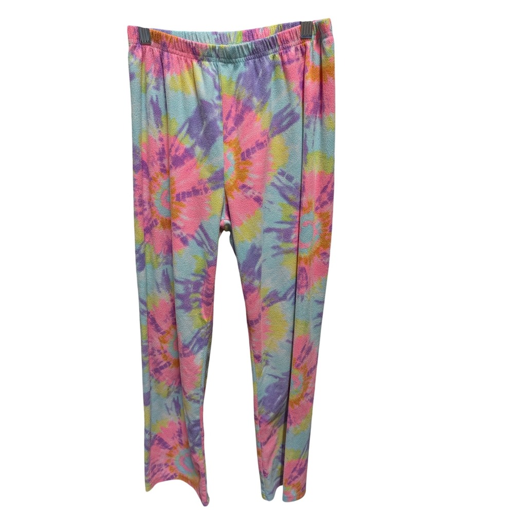 PJ Place Pajama Pants Kids Size 14 Multicolor Excellent Fleece Tie Dye Sleepwear